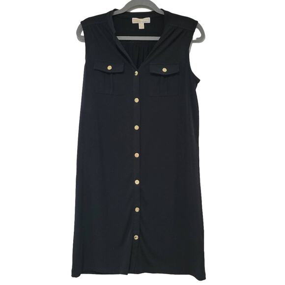 MICHAEL Michael Kors Black &‎ Gold Button Down Dress S - Picture 1 of 7